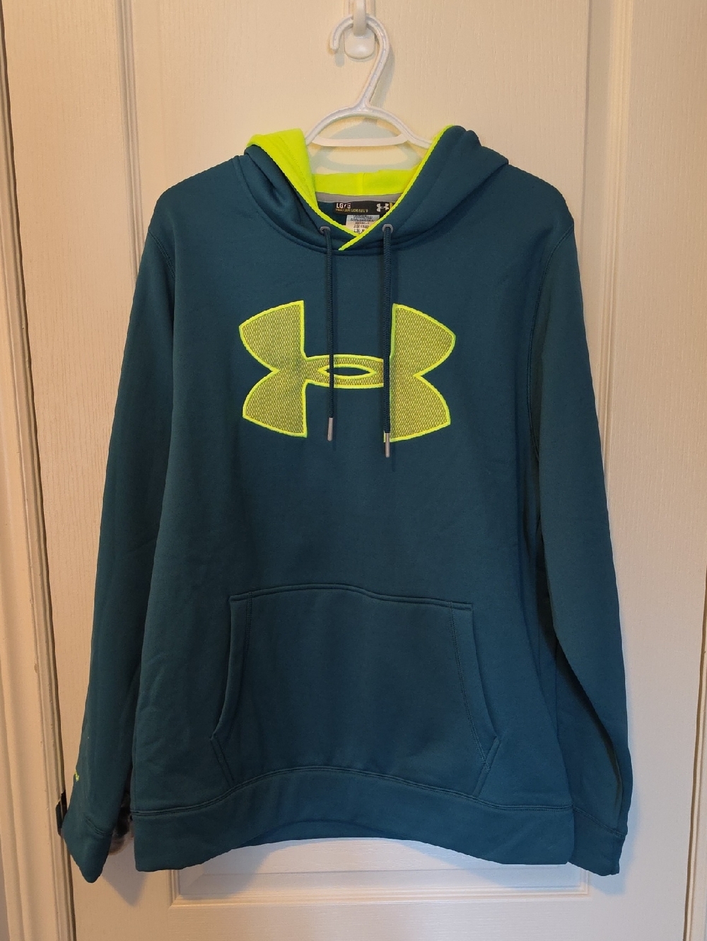 Under Armour Teal Pullover Hoodie with Neon Yellow Accents